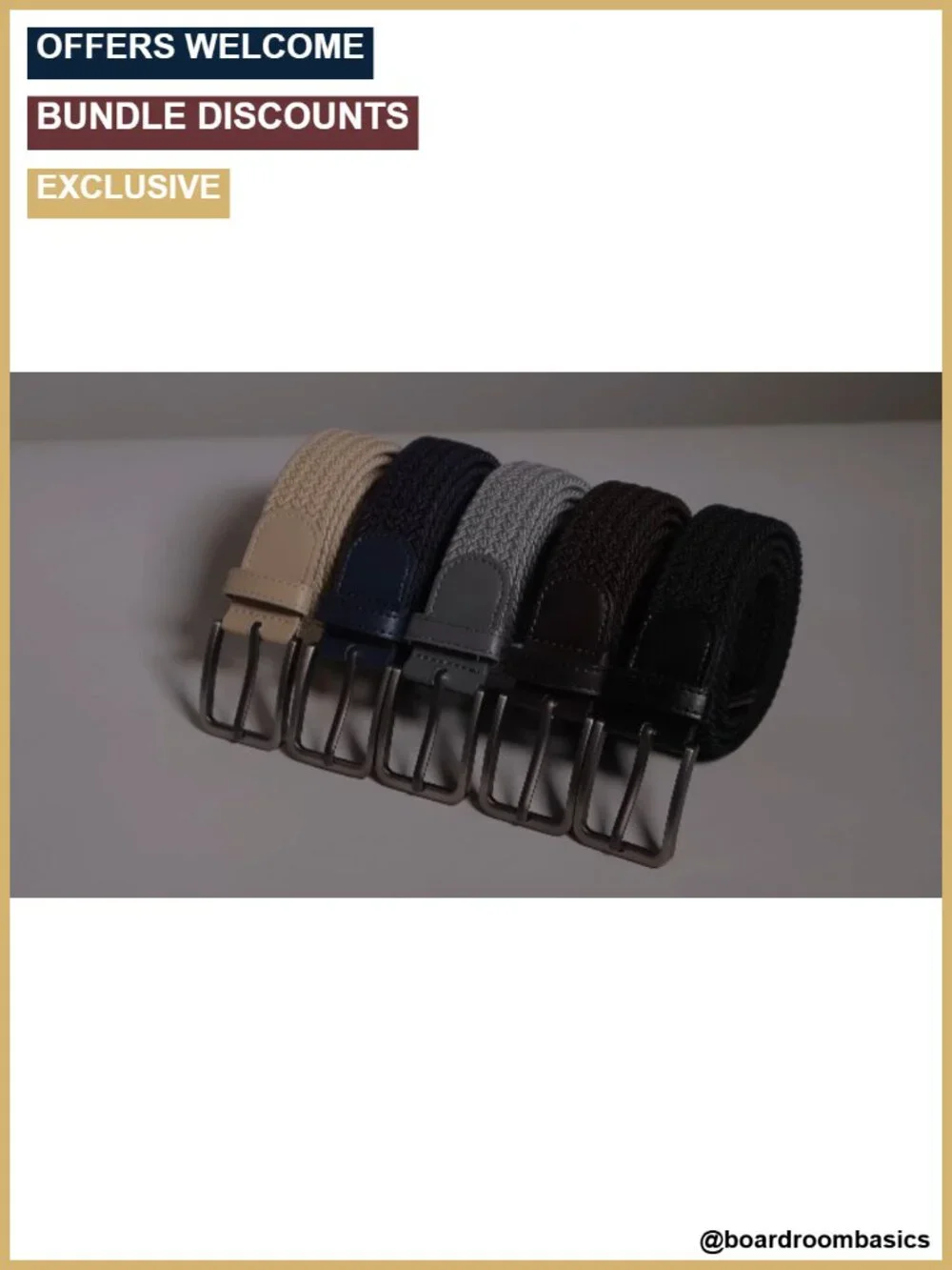 Braided Stretch Belt for Men, Elastic Woven Fabric Belt, No Hole, Casual & Golf